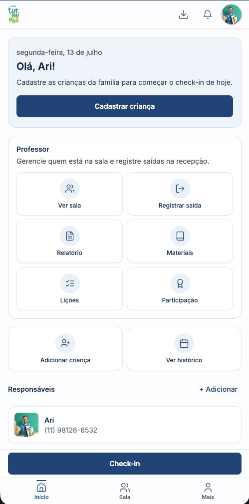 App Nossa Turminha, tela do professor